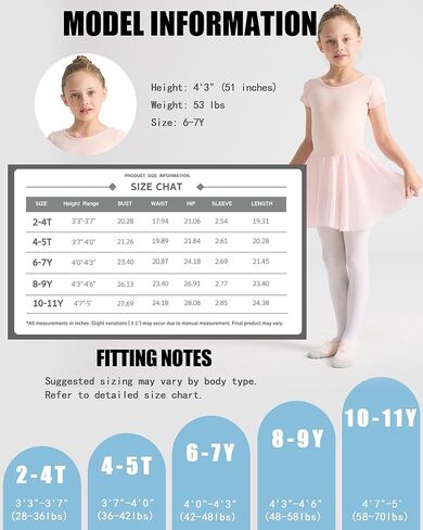Ballet Leotards for Girls Ballet Dress for Toddler Dance Leotard Outfit with Short Sleeve, 2T-11Y in Kuwait