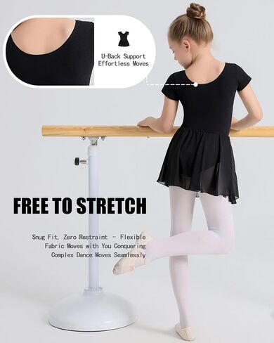 Ballet Leotards for Girls Ballet Dress for Toddler Dance Leotard Outfit with Short Sleeve, 2T-11Y in Saudi Arabia