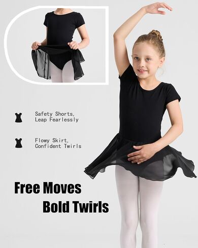 Ballet Leotards for Girls Ballet Dress for Toddler Dance Leotard Outfit with Short Sleeve, 2T-11Y in Saudi Arabia