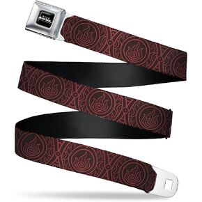 Nickelodeon Belt, Seatbelt Buckle Belt, Avatar Last Airbender Fire Element Symbol Black Red, Adjustable