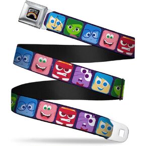 Buckle-Down Seatbelt Belt - Inside Out 6-Character Esxpression Blocks Purple/Multi Color - 1.0" Wide - 20-36 Inches in Length