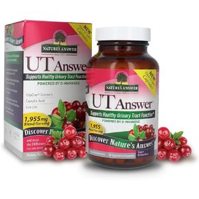 Nature's Answer UT Answer with D-Mannose 1955mg 90-Count | Urinary Tract & Bladder Support | Natural Detox | Gluten-Free, Vegan, Kosher | Single Count