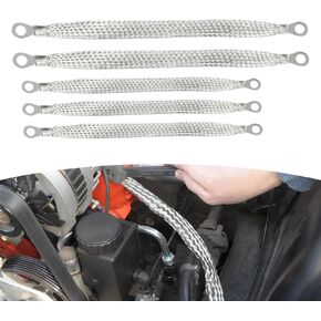 5 PCS Car Engine Strap Strap Strap ، 3 PCS 10 " + 2 PCS 13" حزام أرضي لفائف الإشعال ، إكسسوارات كابل متين مقاومة للمعادن ، Universal for Cars (Silver)