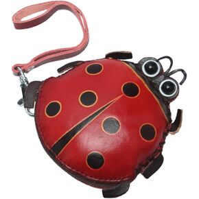 Ladybug Coin Purse - Animal Change Pouch, Cartoon Credit Card Holder, Leather Coin Pouch Wristlet Wallet, Cute Ladybug Pouch