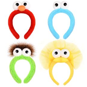 4 Pcs Eyes Headbands Colorful Fluffy Hairband Cartoon Monster Costume for World Book Day Birthday Halloween Cosplay Party Accessories