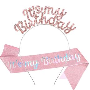 AOPRIE إنه أعياد عيد ميلادي شركات عيد ميلادي للنساء عيد ميلاد TIARA & Crowns for Girls Rhinestone Accessories Happy Birthday Explies Supllies Silver Pink ، 2 Pack