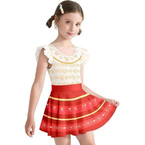 Girls One Piece Swimsuits with Skirt UPF 50+ Floral Bright Bathing Suits for 3-10 Years