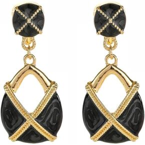 Clip On Earrings for Women Water Drop Shape Black White Golden Non Pierced