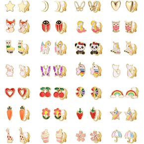 Fansilver 28 Pairs Clip On Earrings for Women Girls Gold Silver Non Pierced Earrings Animal Flower Star Butterfly Clip Earrings Set Cute Clip on Earrings for Teens Girls, age：over 3 years old