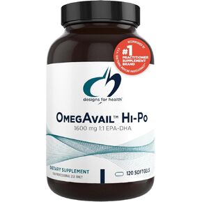 Designs for Health OmegAvail Hi-Po - TG (Triglyceride) Omega-3 Fish Oil Supplement, 1600mg EPA/DHA per Serving with Lemon + Vitamin E to Minimize Fishy Taste (120 Softgels)