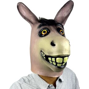 Donkey Mask Costume,Halloween Costume Novelty Deluxe Latex Animal Head Mask for Parties and Role-play for Adult