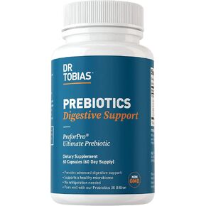 الدكتور Tobias prebiotics ، يدعم صحة الهضم والأمعاء ، وتغذية بكتيريا بروبيوتيك جيدة ، وزيادة وظيفة المناعة في الأمعاء ، والمكملات الغذائية النباتية وغير المعدلة وراثيا للرجال والنساء ، و 30 كبسولة ، و 30 حصص