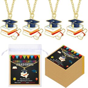 Remuuly 24 Pack Graduation Necklaces Gifts Bulk for Students Her Bachelor Hat Pendant Necklace Graduation Diploma Necklace Class of 2025 Adjustable Grad Necklaces Bulk