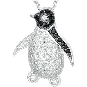 925 Sterling Silver Penguin Necklace for Women Girls Cute Animal Pendant Jewelry with 18-20 Inch Adjustable Chain for Christmas Gifts