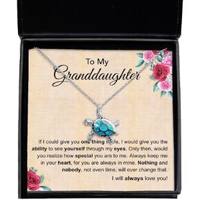 To My Granddaughter Opal Turtle Necklace From Grandmother, Gifts for Granddaughter, Granddaughter Birthday Gifts