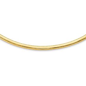 قلادة أوميغا صفراء 14K الذهب الأصفر 6 مم - مصنوعة في سلسلة قلادة إيطاليا - 16 "18"