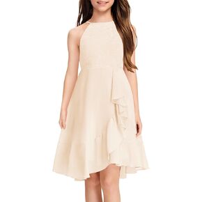 Mitilly Girls Lace Flower Dressy Dress Chiffon Halter A Line Low Low Lowy Junior Jubledrase Dresses لحفل الزفاف in Kuwait
