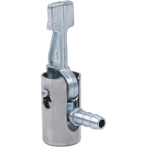 Silver 1/4" Lock On All Metal Air Chuck,Mini Air Compressor Portable Tire Inflator Tire Chuck, Hose End with Barb Connector for Hose Repair Inflate Chuck