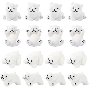 16Pcs Cartoon Three-dimensional Cute Polar Bear DIY Resin Accessories For Mobile Phone Case Decoration Hairpin Storage Box Bedroom Wall Decoration