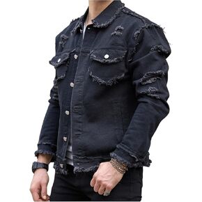 SOLY HUX Men's Denim Jacket Jean Jacket Men Vintage Trucker Jackets Coats Long Sleeve Casual Denim Outerwear