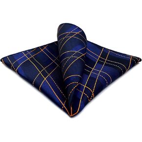 S&W SHLAX&WING Men's Pocket Square Blue Orange Geometric Large 12.6"