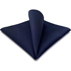 S&W SHLAX&WING Silk Ties for Men Neckties Pack Navy Dark Blue Solid Matching Pocket Square