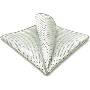 S&W SHLAX&WING Mens Pocket Squares White with Black Dots for Suits Foulard