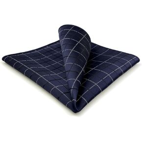 S&W SHLAX&WING Checkered Pocket Squares for Men Dark Blue White Black for Suits
