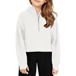 Viehunt Girls Half zip sweatshirts long leareve Hoodies Strendy Hoodies Pullover Thumb Hoump