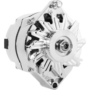 Chrome 1 Wire GM Alternator New Self Exciting High Output 105A One wire Compatible with Chevy 350 305 DELCO Street Rod 10SI Sbc 1100125 ADR0335C 40012395 7127SECN100A 7127-SE105C