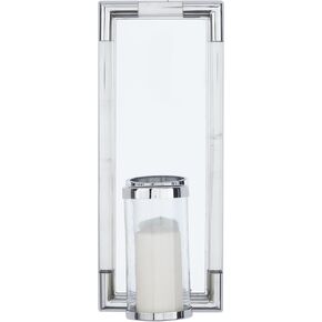 Deco 79 Stainless Steel Metal Geometric Pillar Wall Sconce with Mirror Backing, 9" x 6" x 20", Silver