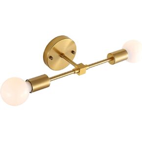 Brushed Brass Wall Sconce 2 Lights Bathroom Vanity Modern Industrial Wall Lamp Wall Mount Lighting Fixture（Gold Color）