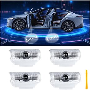 Car Door Lights Logo Projector Puddle Lights Compatible with LS ES is LX RX GS GX RC UX Accessories, No Fade 4K-HD Car Welcome Lights(4 Pack, Dual Plug)