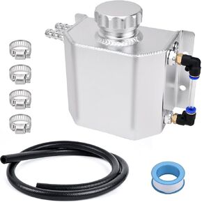 EVIL ENERGY Coolant Overflow Tank, Aluminum Coolant Reservoir Tank with Hose Kits, Reservoir Expansion Tanks Universal 1L