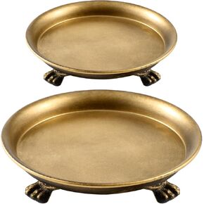 Zonon 2 Pack Solid Brass Clawfoot Dish Advesal Dish Candle Treshy Round Clawfoot Candle Holder Decorative Jewelry Stand for Wax Jewelry Rings Trinkets Coffee Table Cossistics Home Decor