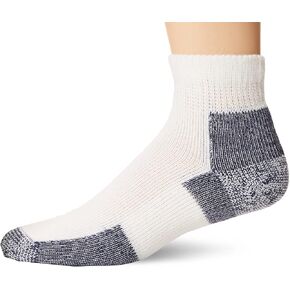Thorlos JMX Max Cushion الجوارب في الكاحل ، White/Navy (حزمة زوج 3) ، LG (حذاء الرجال 9-12.5 ، حذاء المرأة 10.5-13)