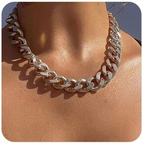 FEEL STYLE Chunky Cuban Link Chain for Men Women - Stainless Steel Gold Chain Necklace for Women Men - Dainty 18K Gold Silver Choker Thick Trendy Punk Hip Hop Cuban Chain Jewelry 8mm/12mm/16mm