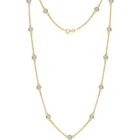LECALLA 925 Sterling Silver CZ Station Necklace for Women | قلادة سلسلة محطة زركونيا الزركونيا الإيطالية ، مصنوعة في إيطاليا (16 ، 18 ، 20 ، 24 بوصة)