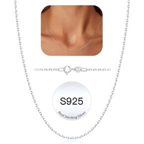 Jewlpire Italian 1.3mm Cable Chain 925 Sterling Silver Chain Necklace for Women, 14K Gold Chain for Women Sturdy Women's Chain Necklaces 14 16 18 20 22 24 26 Inch