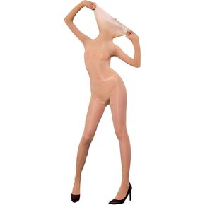 RUIBAVYA Body Stockings for Women Sexy Full Body Tights Oil Shiny Bodystocking High Neck Nylon Catsuit Shimmer Bodysuit in Kuwait
