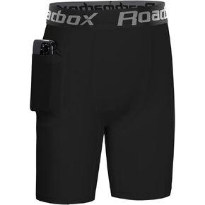 شورتات ضغط Roadbox Boys مع جيوب ، طبقة قاعدة ملابس داخلية للأداء الرياضي للأطفال يركضون