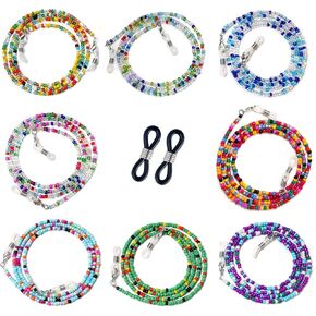 8 Pcs YCCHN Eyeglass Chains For Women & Girls, Colorful Beaded Face Mask Lanyard Eye Glasses Holders Around Neck Handmade Chain For Women Men Eyeglass Sunglasses