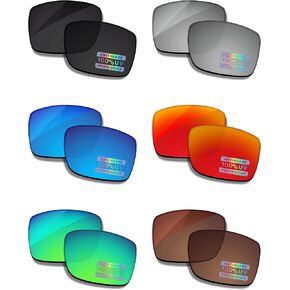 Bowyer 6 Pairs POLARIZED Replacement Lenses for Oakley Crankshaft OO9239 Sunglasses - Black + Titanium Mirror + Surf Blue Mirror + Fire Red Mirror + Jade Green Mirror + Brown