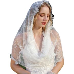 White Chapel Veil Spanish Style Lace Traditional Vintage Inspired Catholic Church Veil Latin Mass Head Covering Scarf Mantilla