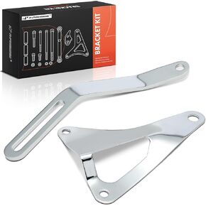 A-Premium Steel Chrome Alternator Bracket Kit Compatible with 1965-1973 Ford Small Block 260 289 302 347 351W Engines
