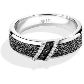 Jewseli Star Wars ™ Fine Jewelry أعرف ، فرقة الرجال 1/8 CT.TW. الماس ، الفضة الاسترليني مع حجم الروديوم الأسود 10