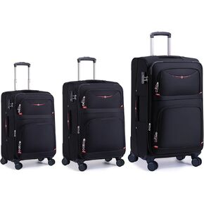 Softside Expandable Luggage with 4 Spinner Wheels, Durable Checked-Luggage Suicase (Black, 31-Inch)