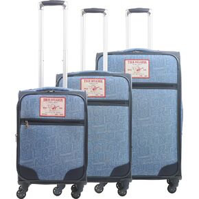 True Religion 31" Rolling Luggage, Softshell Suitcase with Spinner Wheels, Denim, 31 Inch