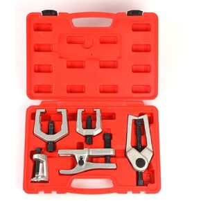 5pc Ball Joint Separator, Splitter Removal Kit, Ball Joint Removal Tool Set Pitman Arm Puller, Tie Rod End Tool Set for Front End Service (Blue)