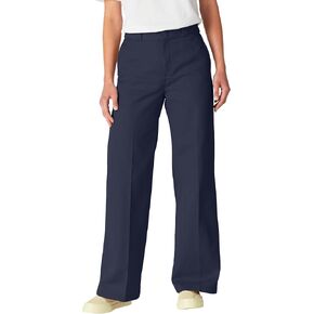 Dickies Women's Regular Fit Wide Leg Work Pants, Ink Navy, 12 Regular